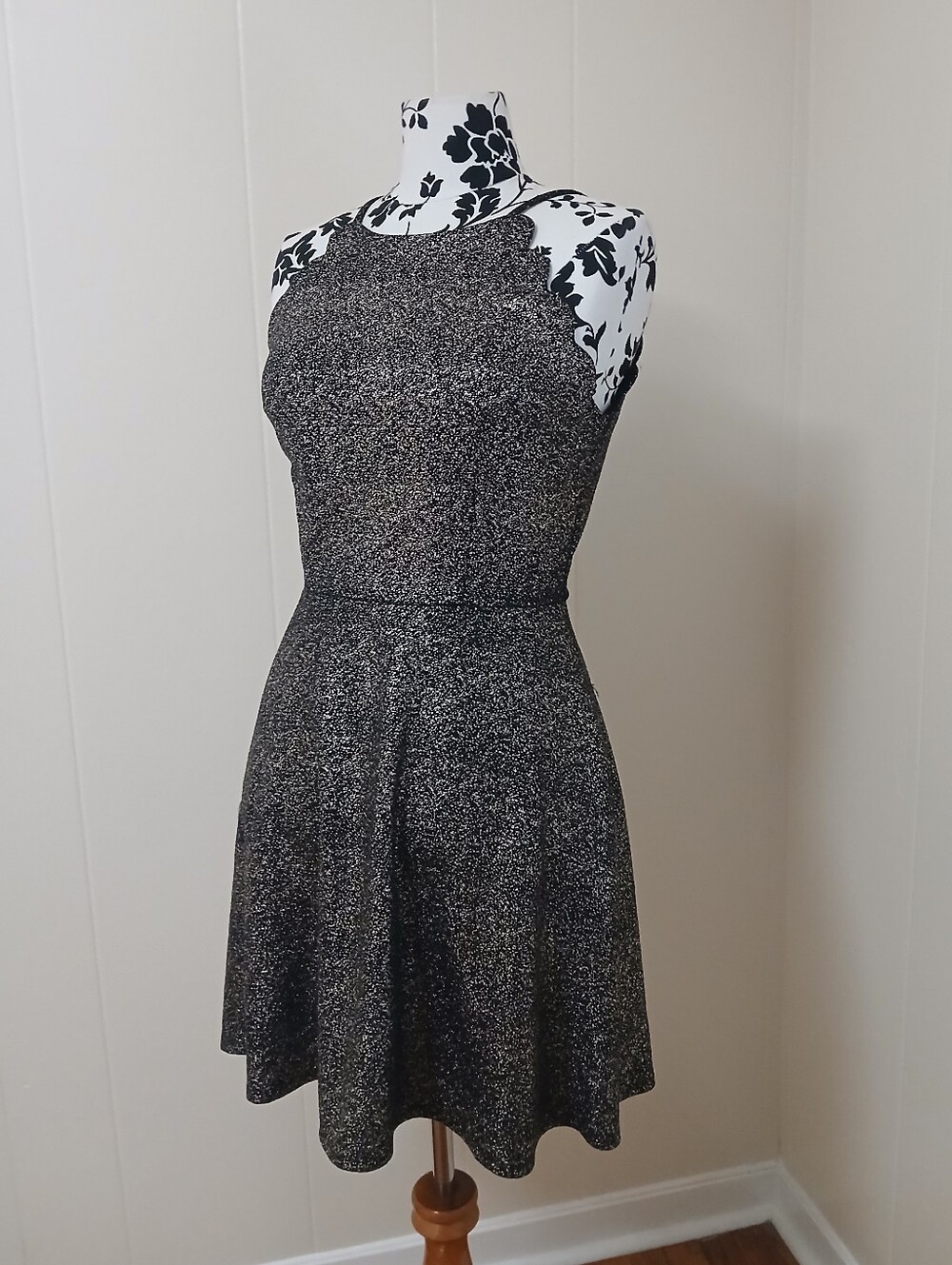 I.N. San Francisco Black Glitter A-Line Mini Dress